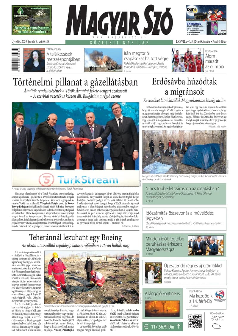 Magyar Szó, 77. évf. 2020. január 9. 5. sz. 1–20. oldal