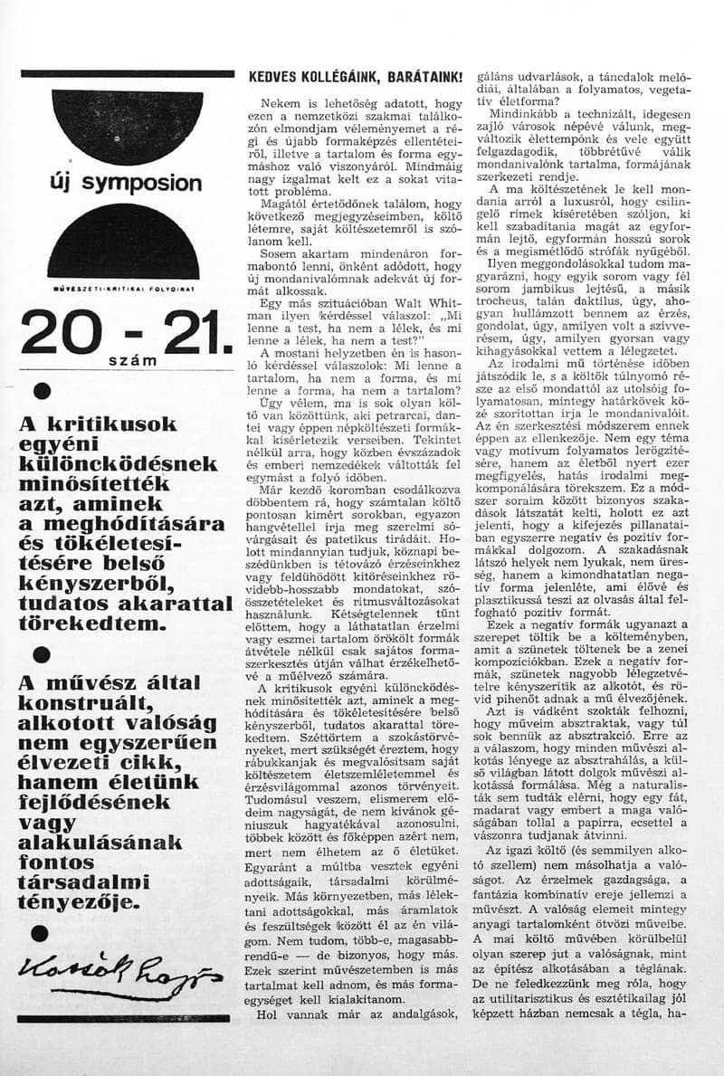 Új Symposion, 3. évf. 1967. 20–21. sz. 1–32. oldal