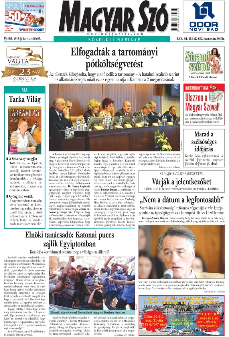 Magyar Szó, 70. évf. 2013. július 4. 152. sz. 1–20. oldal