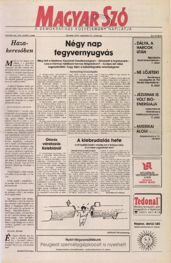 Magyar Szó, 48. évf. 1991. augusztus 11. 219. sz. 1–28. oldal
