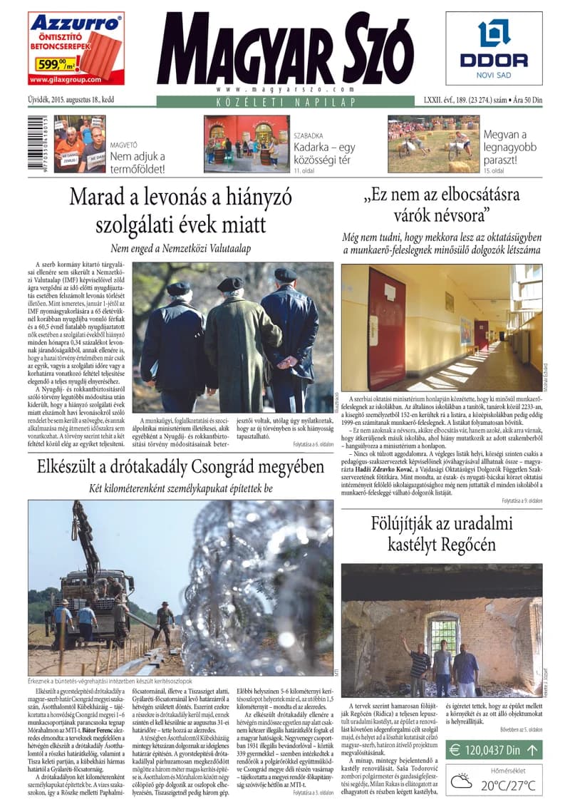 Magyar Szó, 72. évf. 2015. augusztus 18. 189. sz. 1–20. oldal