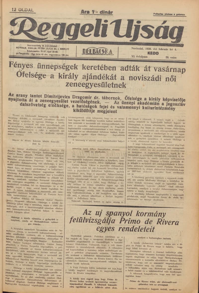 Reggeli Újság, 11. évf. 1930. február 4. 28. sz.