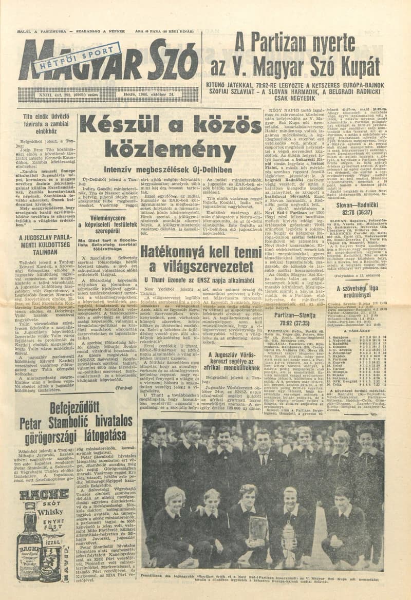 Magyar Szó, 23. évf. 1966. október 24. 292. sz.