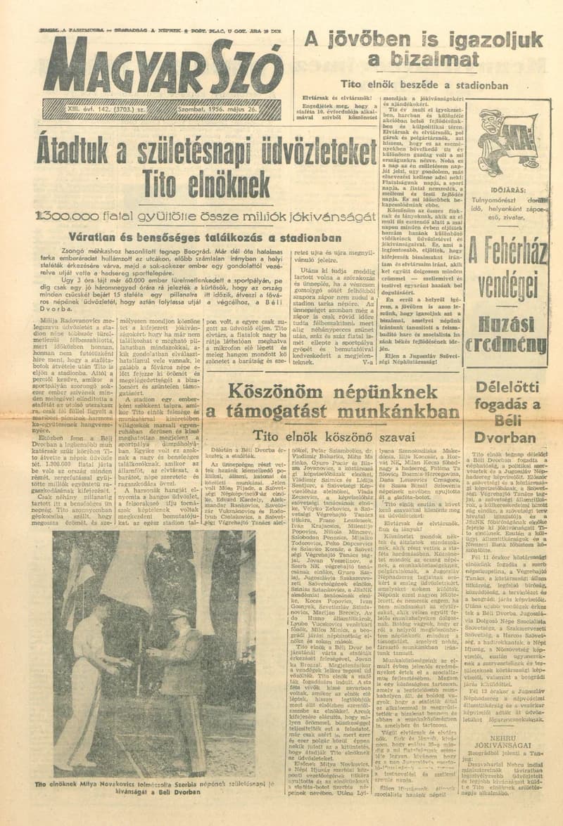 Magyar Szó, 13. évf. 1956. május 27. 143. sz. 1–20. oldal
