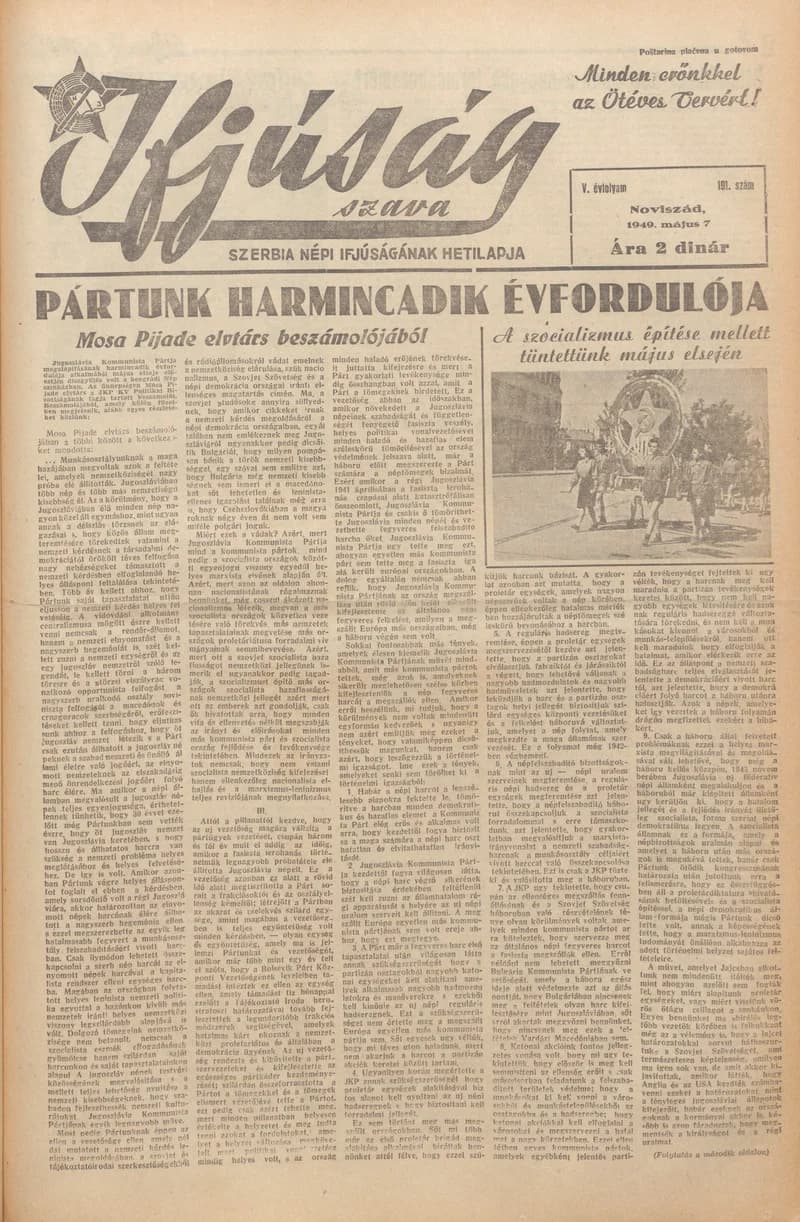 Ifjúság Szava, 5. évf. 1949. május 7. 191. sz.