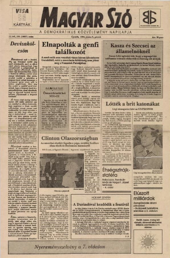 Magyar Szó, 51. évf. 1994. június 3. 108. sz. 1–16. oldal
