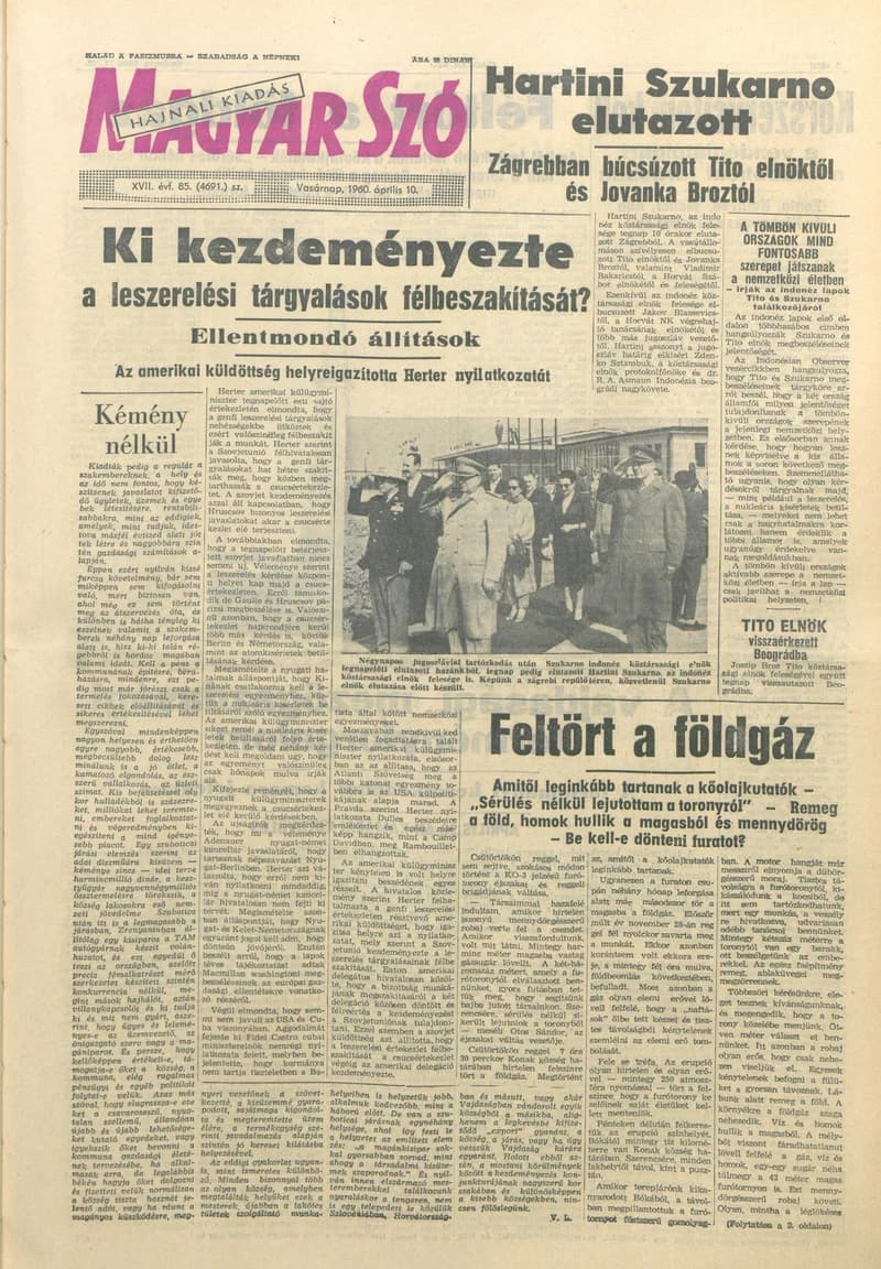 Magyar Szó, 17. évf. 1960. április 10. 85. sz. 1–28. oldal
