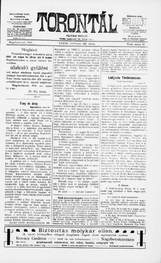 Torontál, 33. évf. 1904. május 24. 117. sz.
