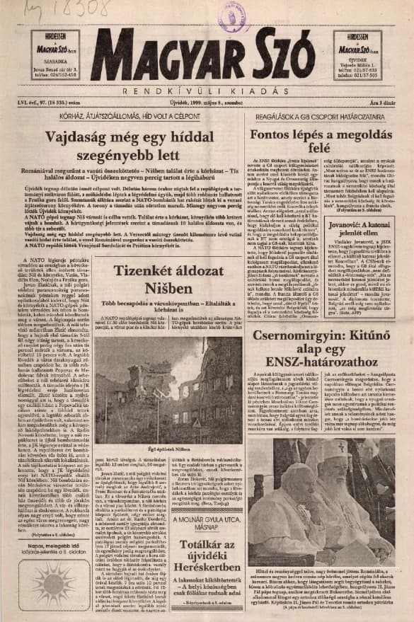 Magyar Szó, 56. évf. 1999. május 8. 97. sz. 1–8. oldal