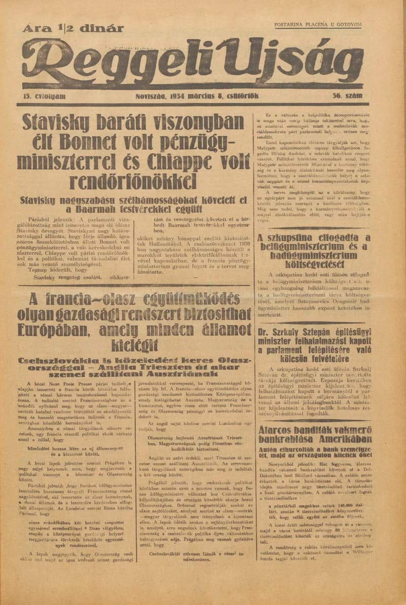 Reggeli Újság, 15. évf. 1934. március 8. 56. sz.