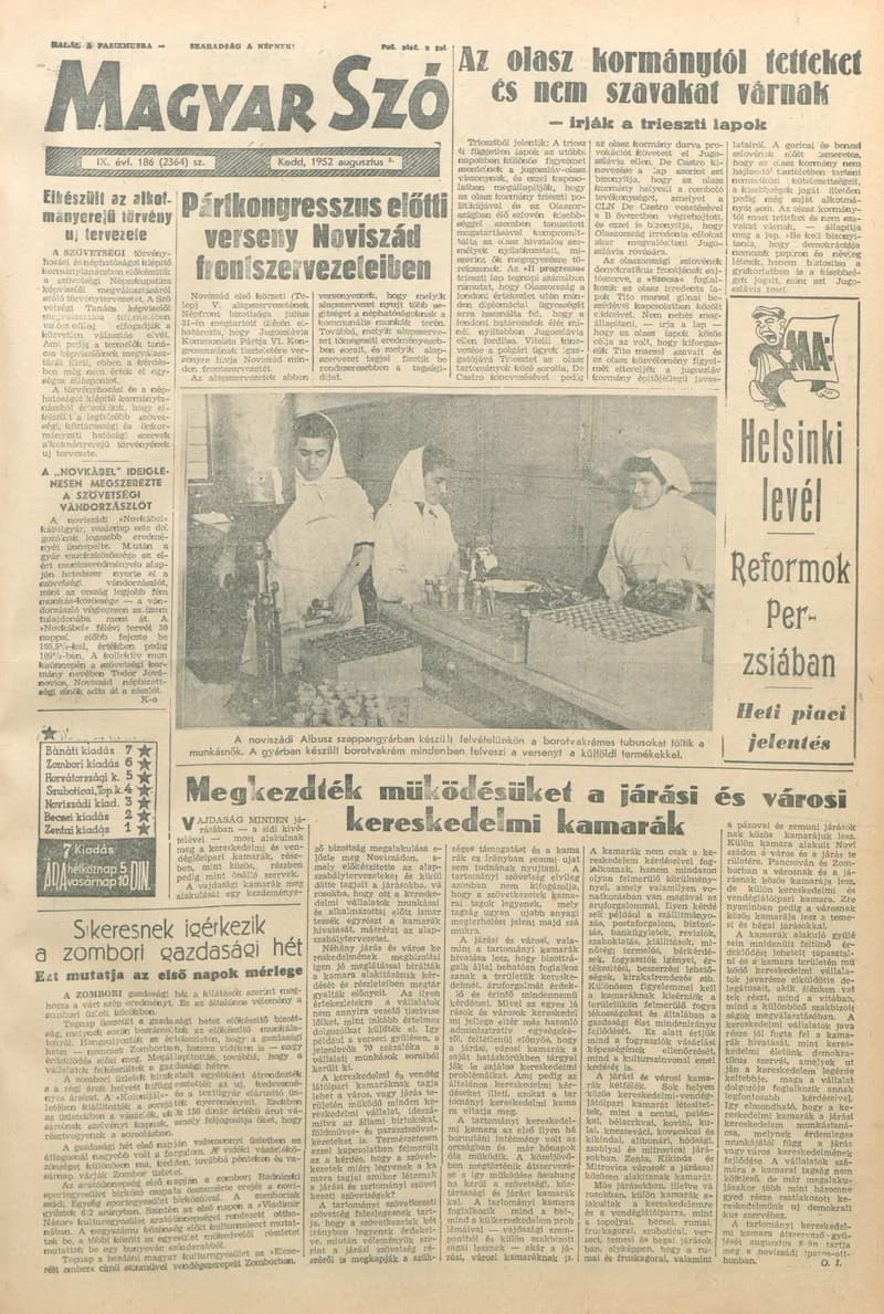 Magyar Szó, 9. évf. 1952. augusztus 5. 186. sz. 1–10. oldal