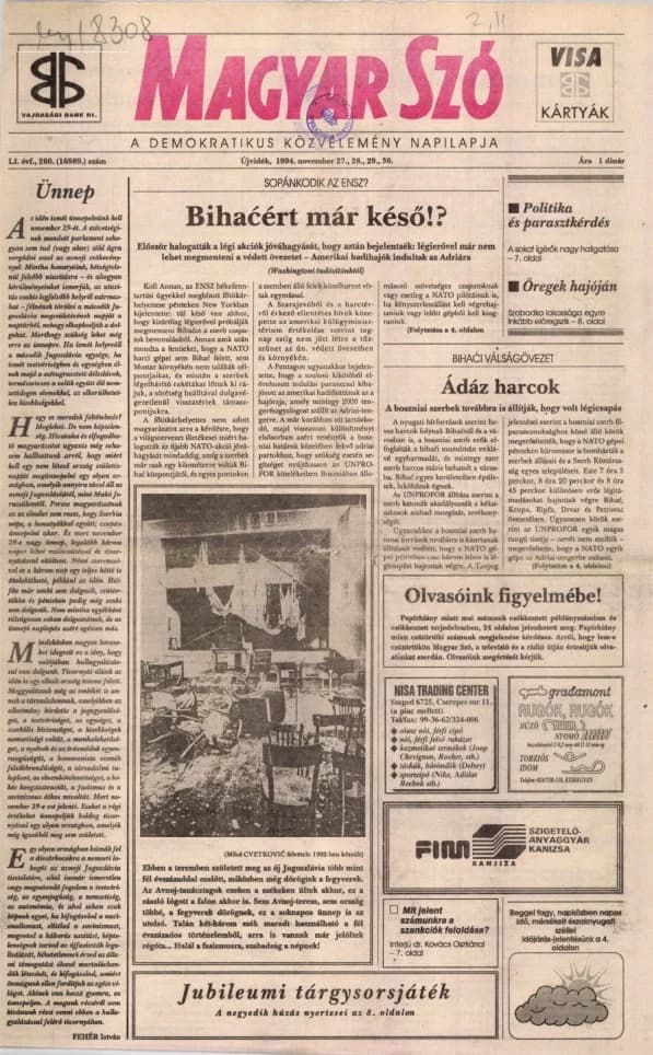 Magyar Szó, 51. évf. 1994. november 27. – 30. 260. sz.