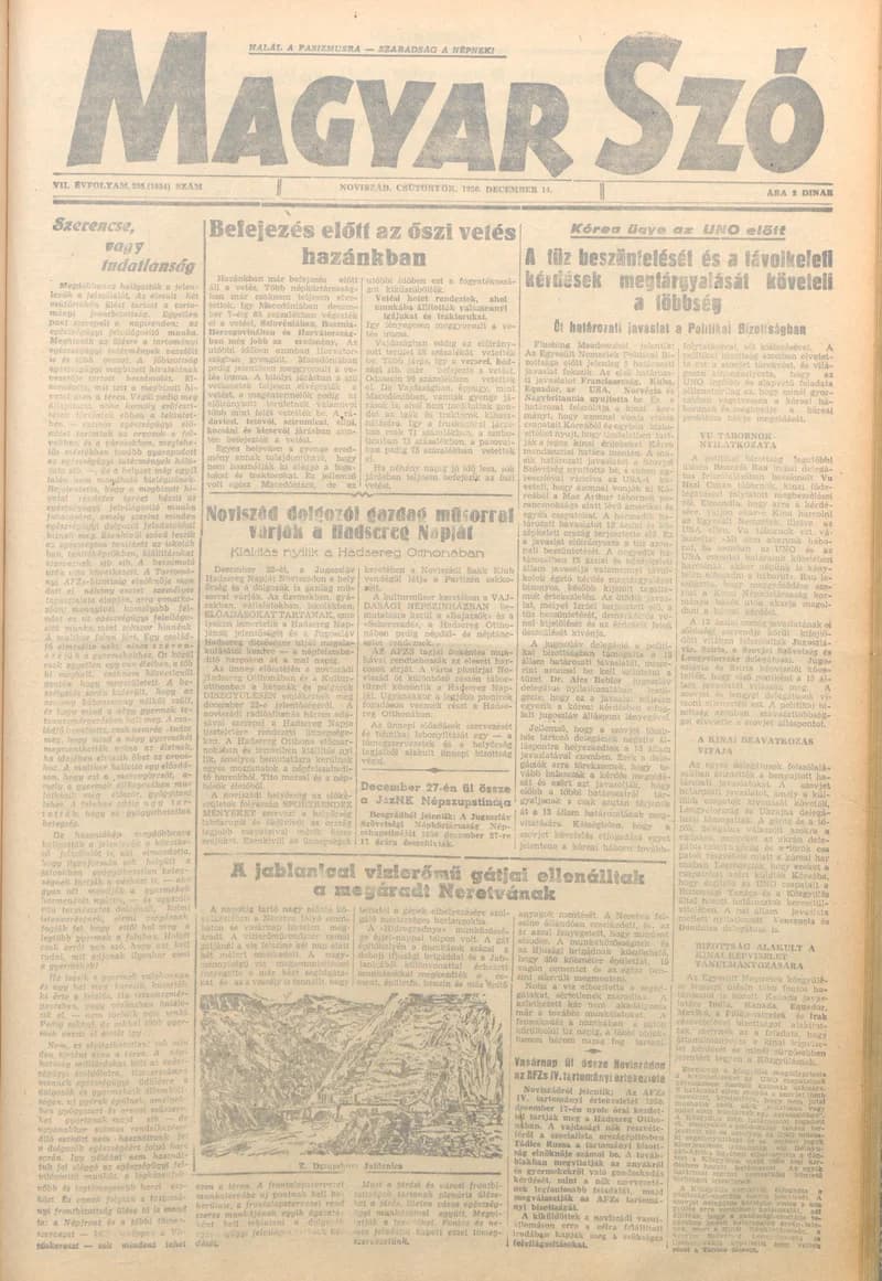 Magyar Szó, 7. évf. 1950. december 14. 295. sz. 1–4. oldal