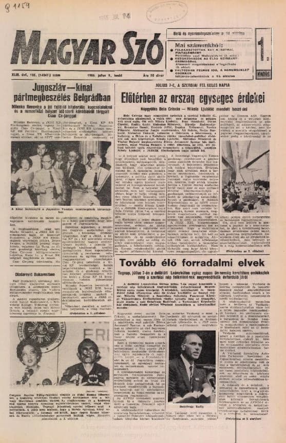 Magyar Szó, 43. évf. 1986. július 8. 185. sz. 1–20. oldal