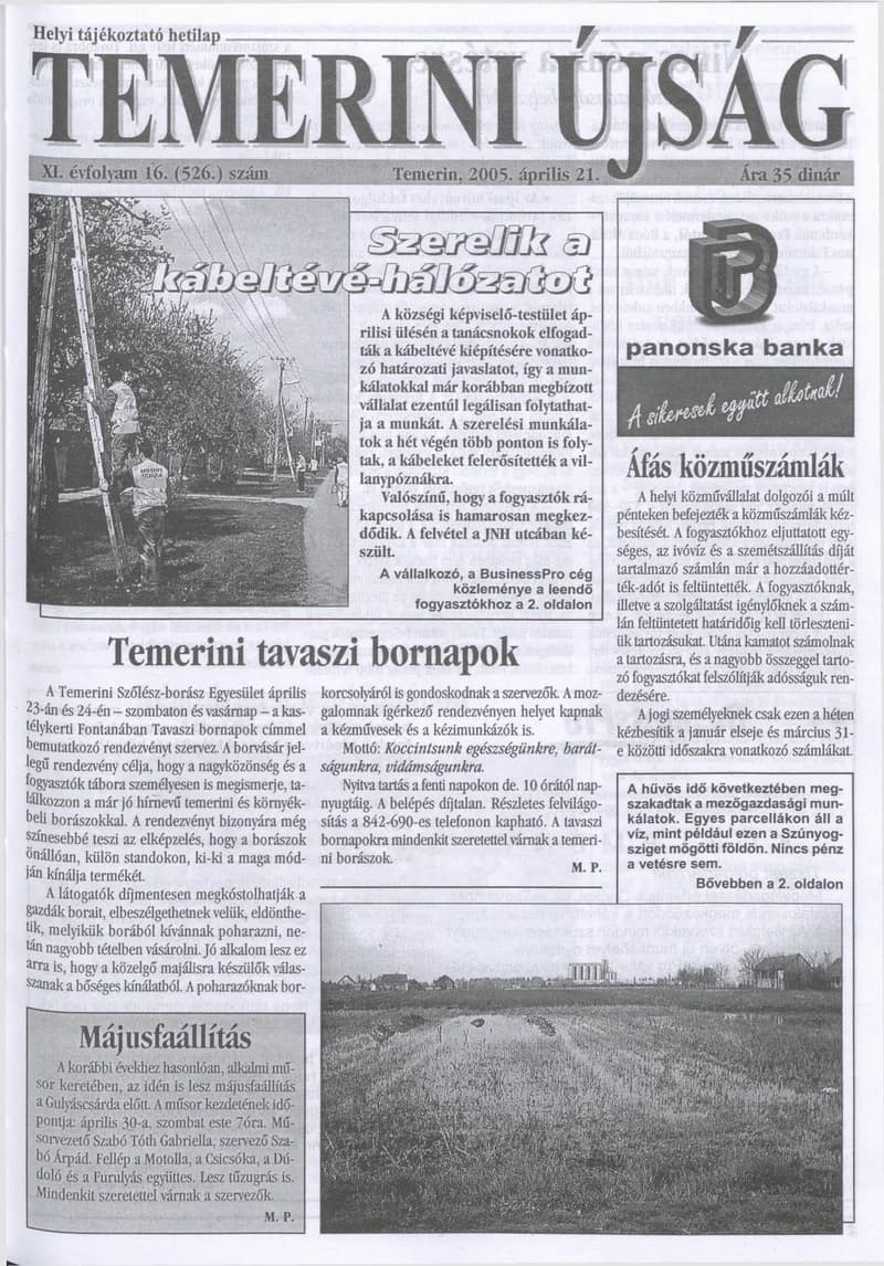 Temerini Újság, 11. évf. 2005. április 21. 16. sz.