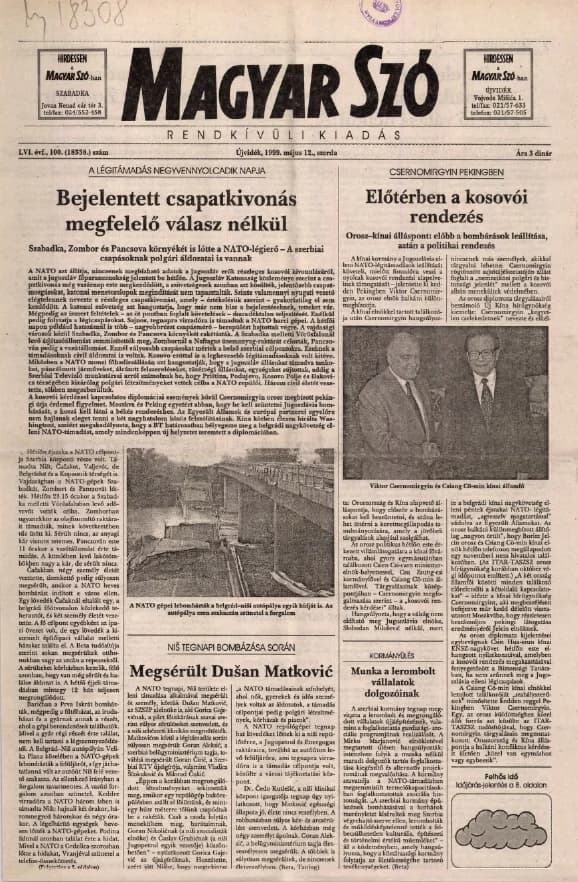 Magyar Szó, 56. évf. 1999. május 12. 100. sz. 1–8. oldal