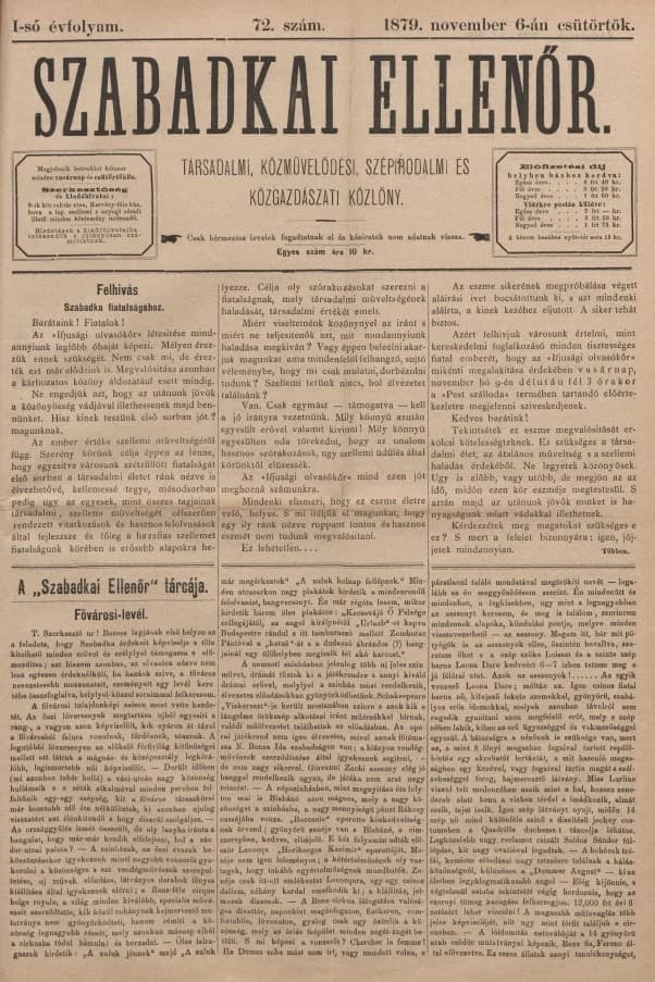 Szabadkai Ellenőr, 1. évf. 1879. november 6. 72. sz.