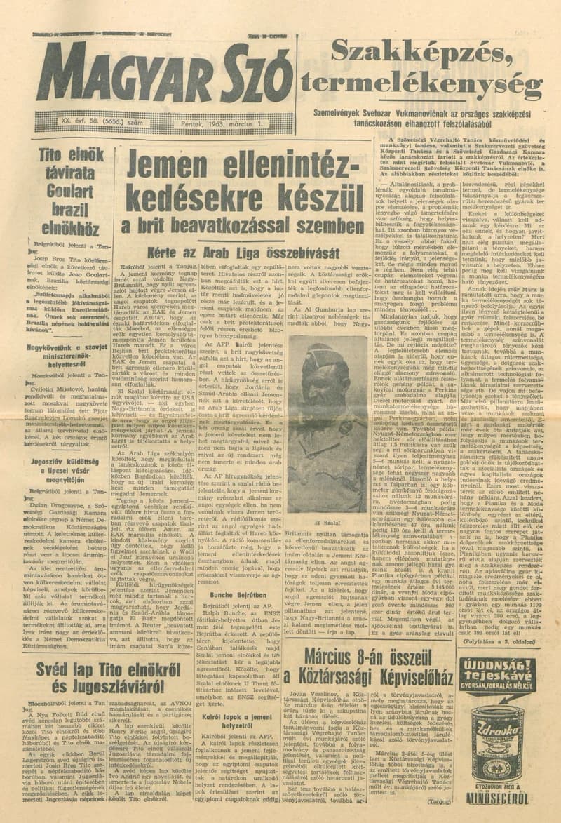 Magyar Szó, 20. évf. 1963. március 1. 58. sz. 1–14. oldal