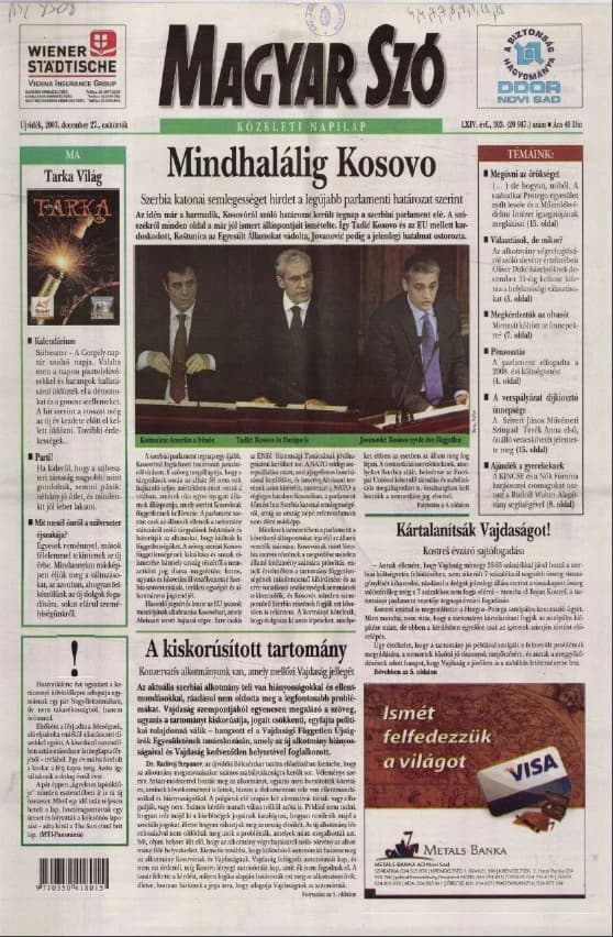 Magyar Szó, 64. évf. 2007. december 27. 303. sz. 1–20. oldal