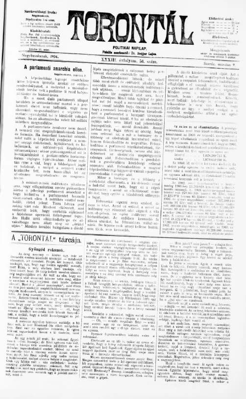 Torontál, 33. évf. 1904. március 9. 56. sz.