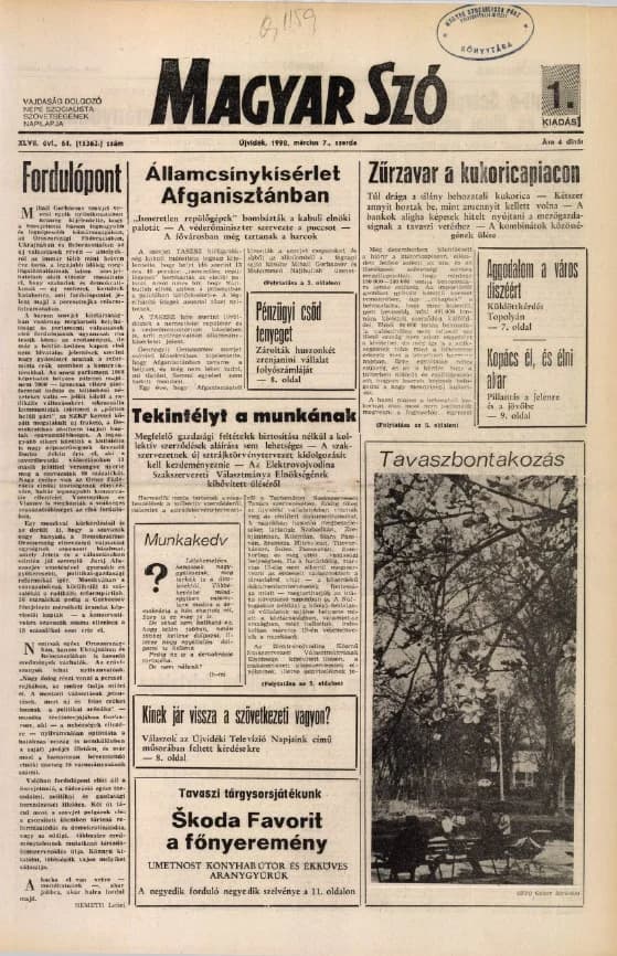 Magyar Szó, 47. évf. 1990. március 7. 64. sz. 1–20. oldal
