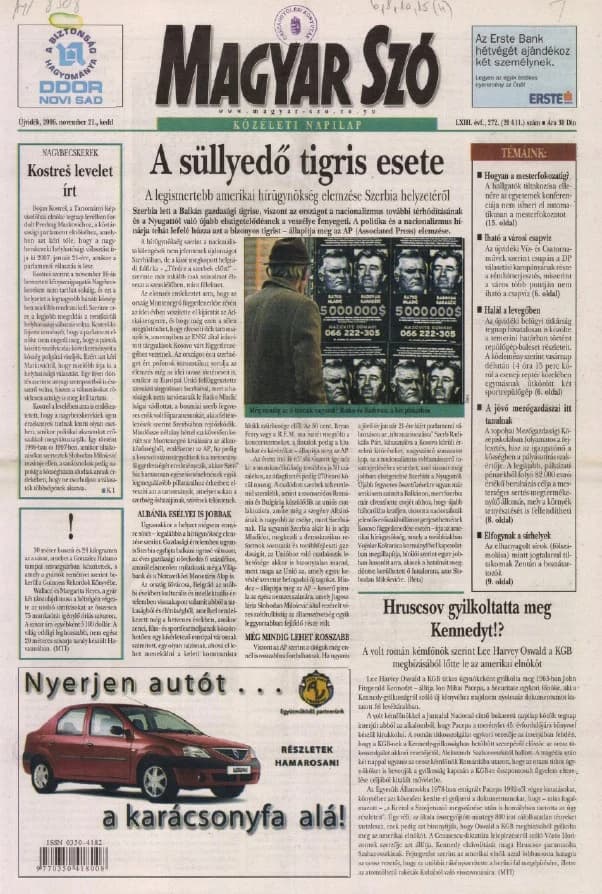Magyar Szó, 63. évf. 2006. november 21. 272. sz. 1–20. oldal