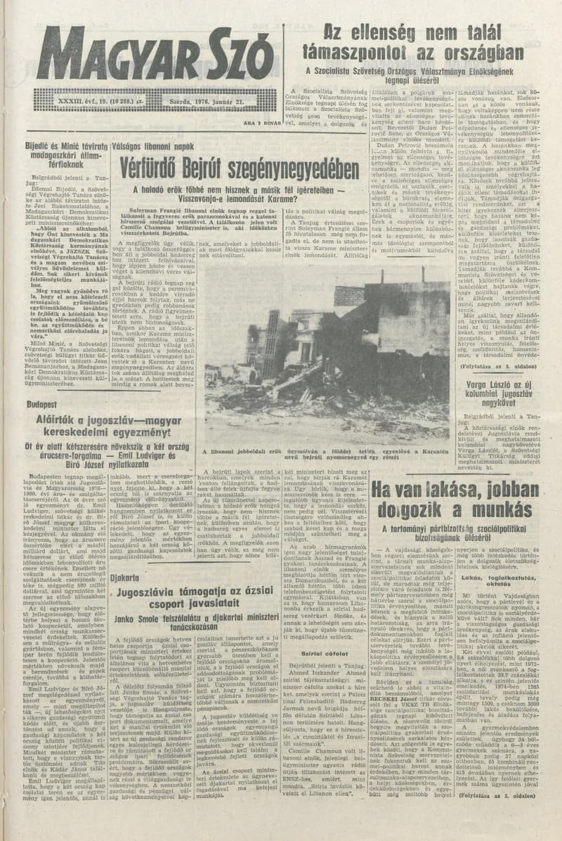 Magyar Szó, 33. évf. 1976. január 21. 19. sz. 1–20. oldal