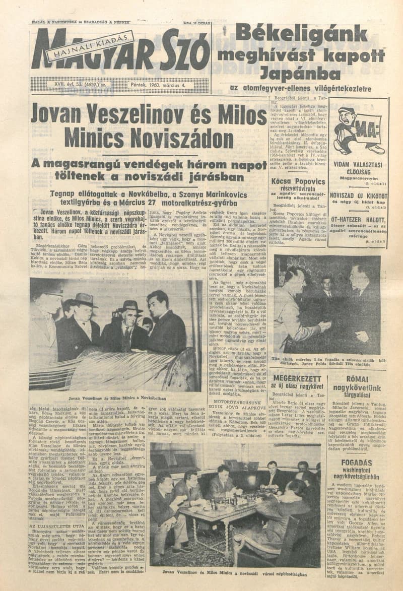 Magyar Szó, 17. évf. 1960. március 4. 53. sz. 1–20. oldal