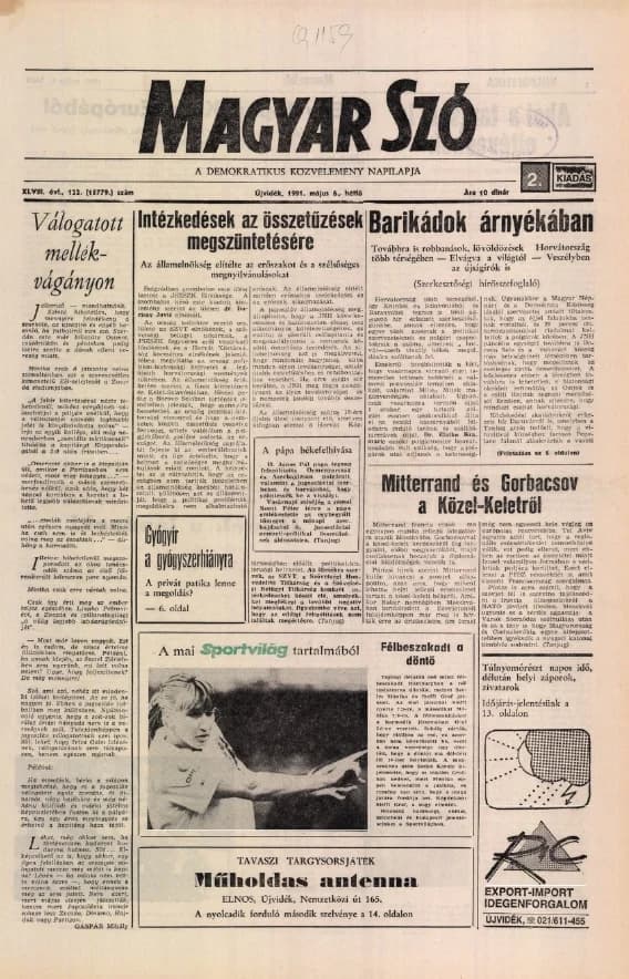 Magyar Szó, 48. évf. 1991. május 6. 122. sz. 1–24. oldal