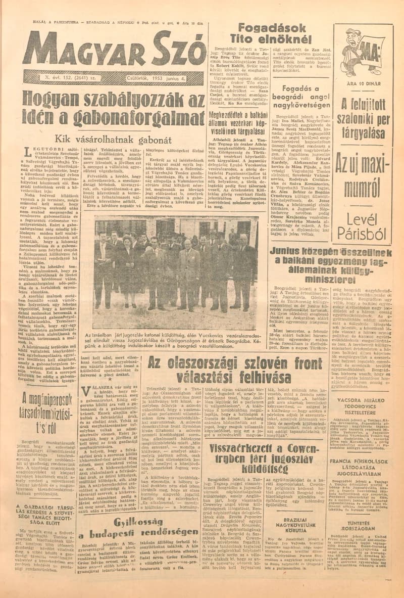 Magyar Szó, 10. évf. 1953. június 4. 152. sz. 1–10. oldal