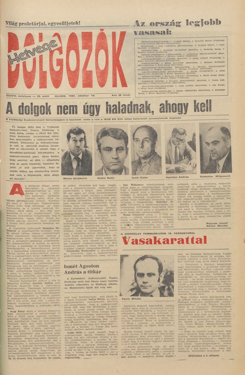 Dolgozók, 38. évf. 1984. október 18. 42. sz.