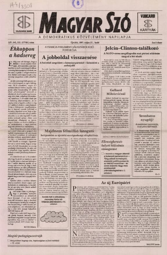 Magyar Szó, 54. évf. 1997. május 27. 122. sz. 1–16. oldal