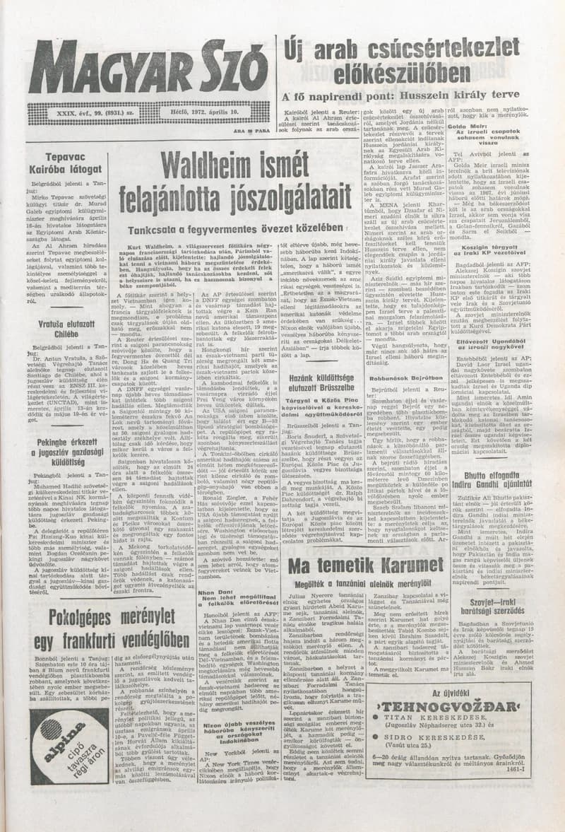 Magyar Szó, 29. évf. 1972. április 10. 99. sz. 1–8. oldal