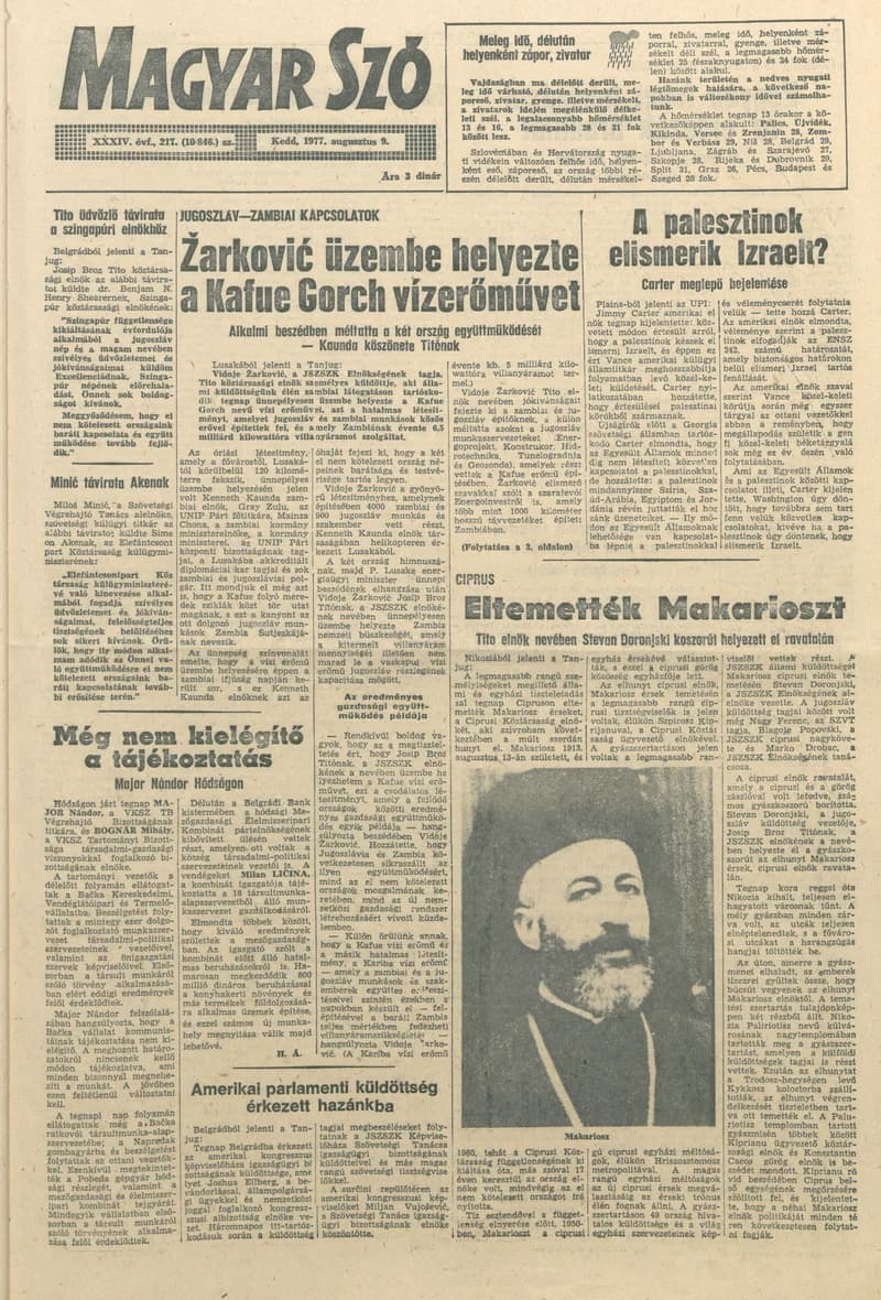 Magyar Szó, 34. évf. 1977. augusztus 9. 217. sz.