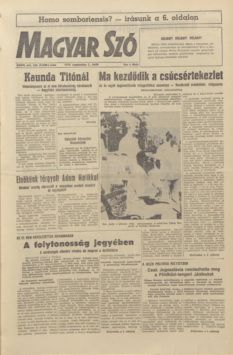 Magyar Szó, 36. évf. 1979. szeptember 3. 242. sz. 9–16. oldal