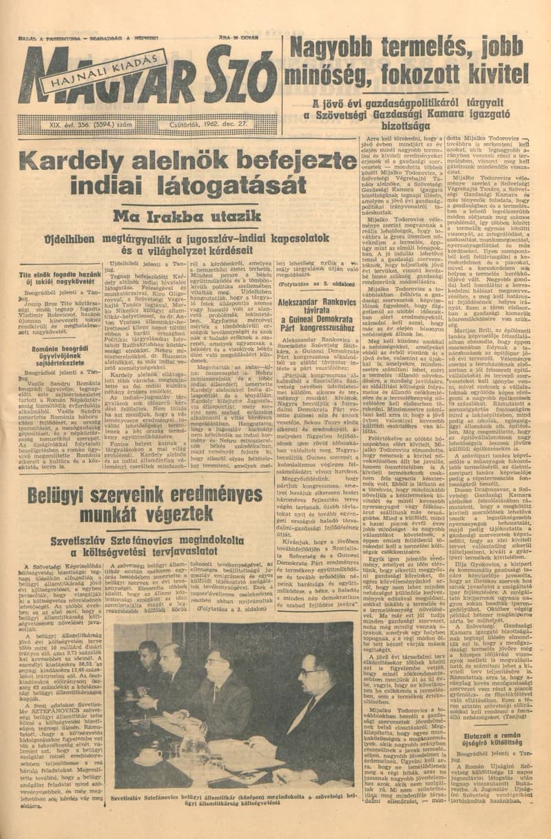 Magyar Szó, 19. évf. 1962. december 27. 356. sz. 1–14. oldal