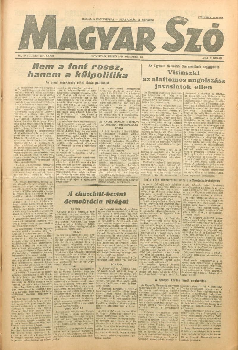 Magyar Szó, 3. évf. 1946. október 28. 257. sz. 1–6. oldal