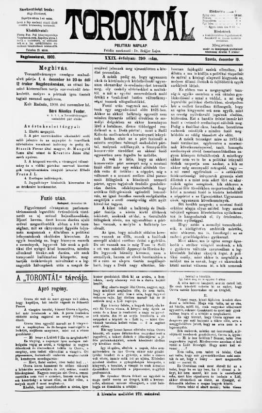 Torontál, 29. évf. 1900. december 19. 290. sz.