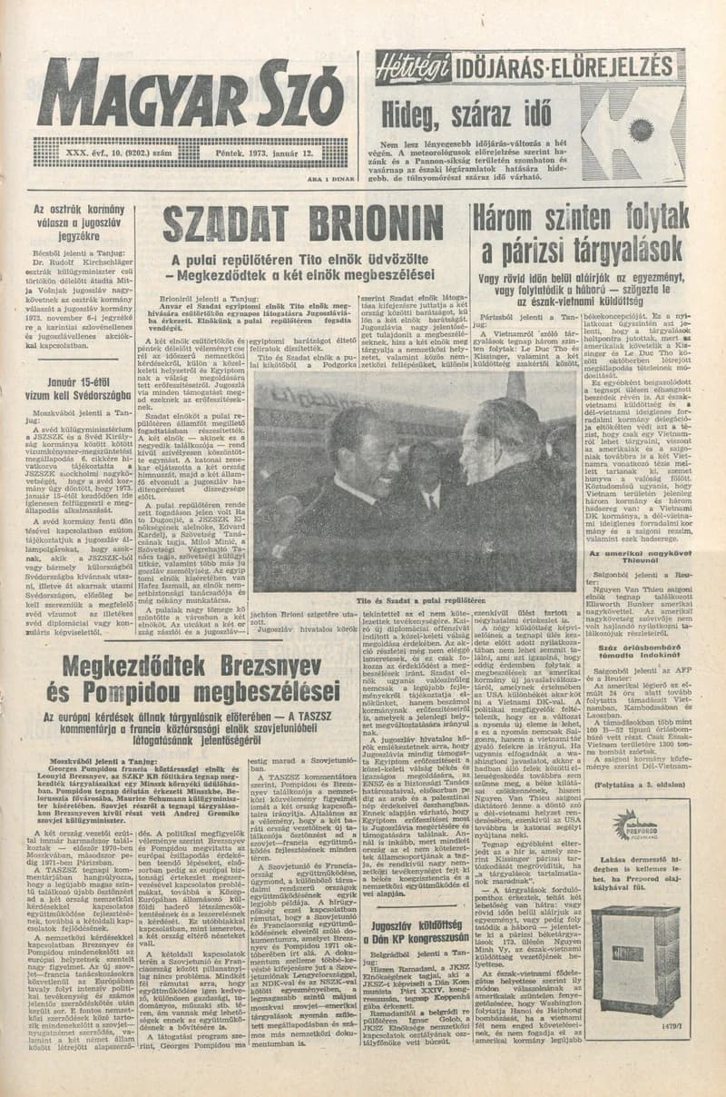 Magyar Szó, 30. évf. 1973. január 12. 10. sz. 1–14. oldal
