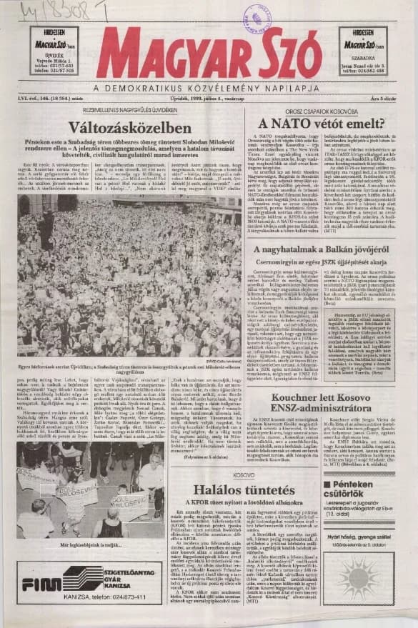 Magyar Szó, 56. évf. 1999. július 4. 146. sz. 1–24. oldal