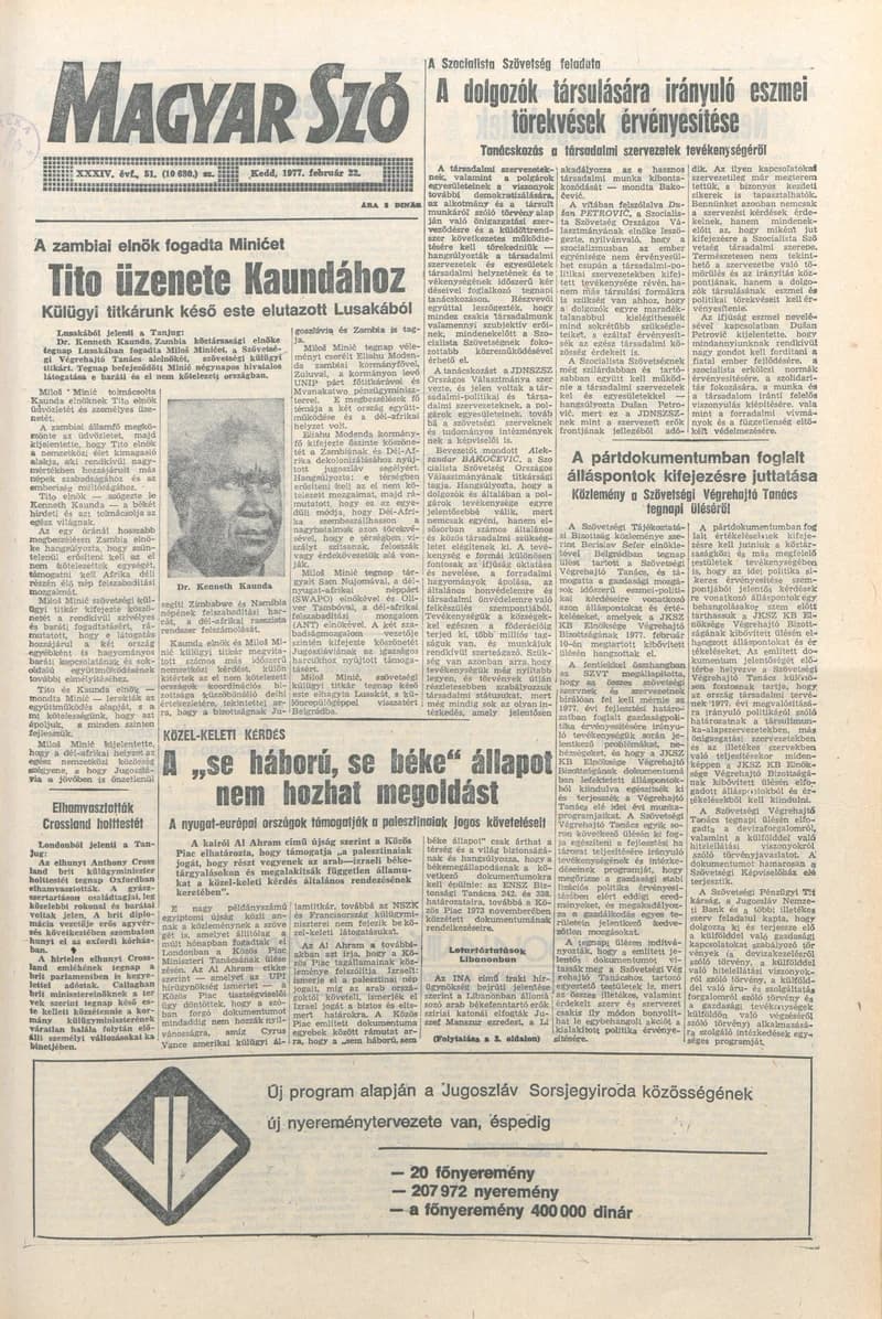 Magyar Szó, 34. évf. 1977. február 22. 51. sz.