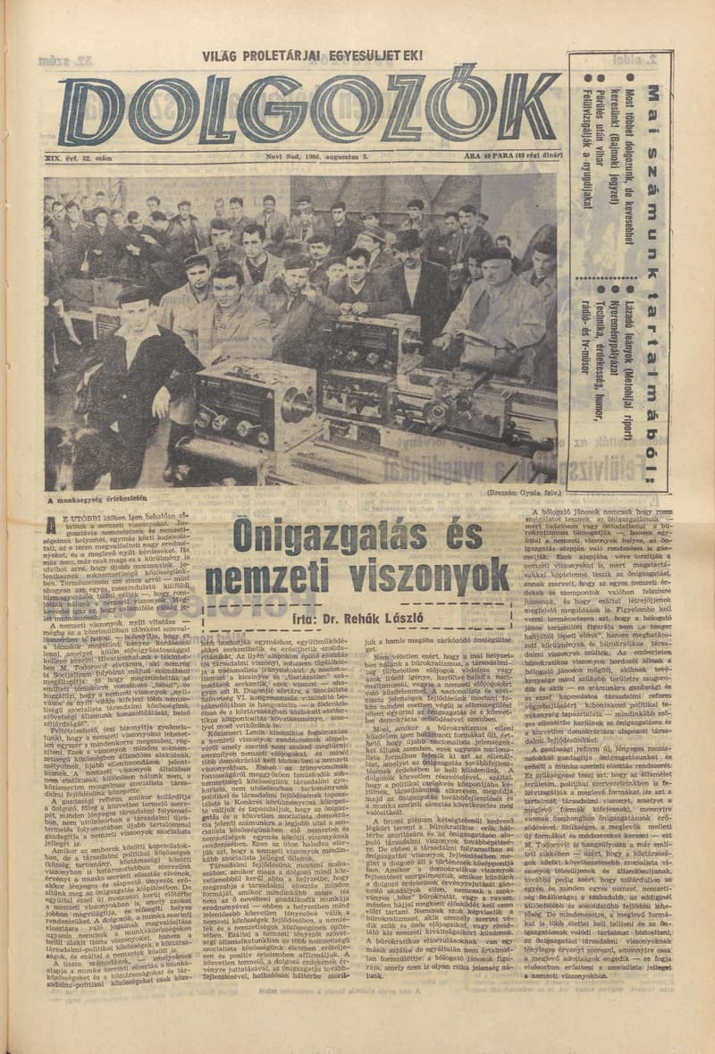 Dolgozók, 20. évf. 1966. augusztus 5. 32. sz.
