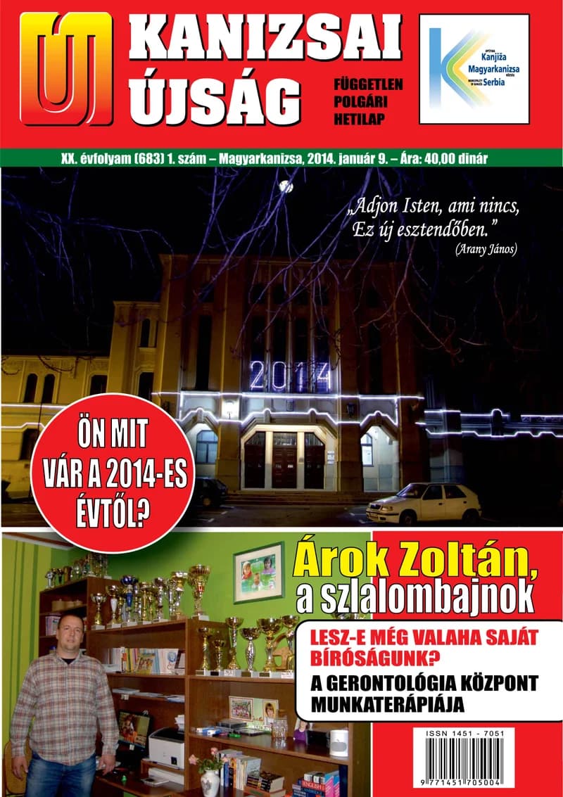 Új Kanizsai Újság, 21. évf. 2014. január 9. 1. sz.