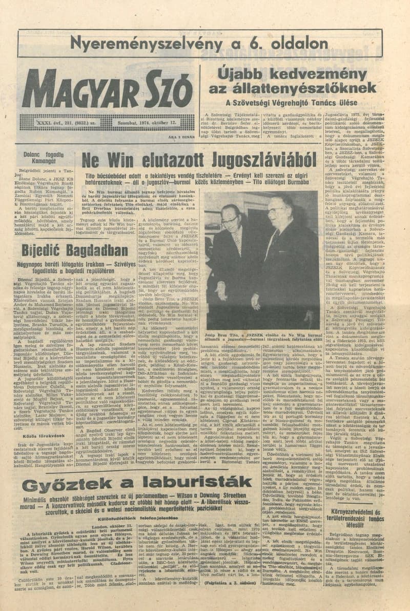 Magyar Szó, 31. évf. 1974. október 12. 281. sz. 1–20. oldal