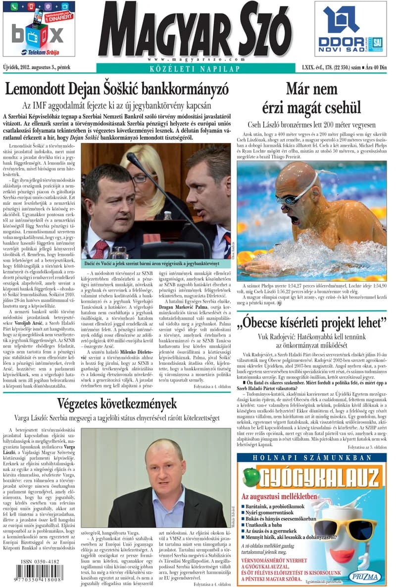 Magyar Szó, 69. évf. 2012. augusztus 3. 178. sz. 1–20. oldal