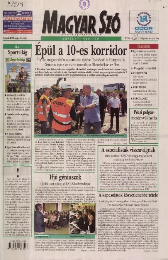 Magyar Szó, 66. évf. 2009. május 11. 106. sz. 1–16. oldal