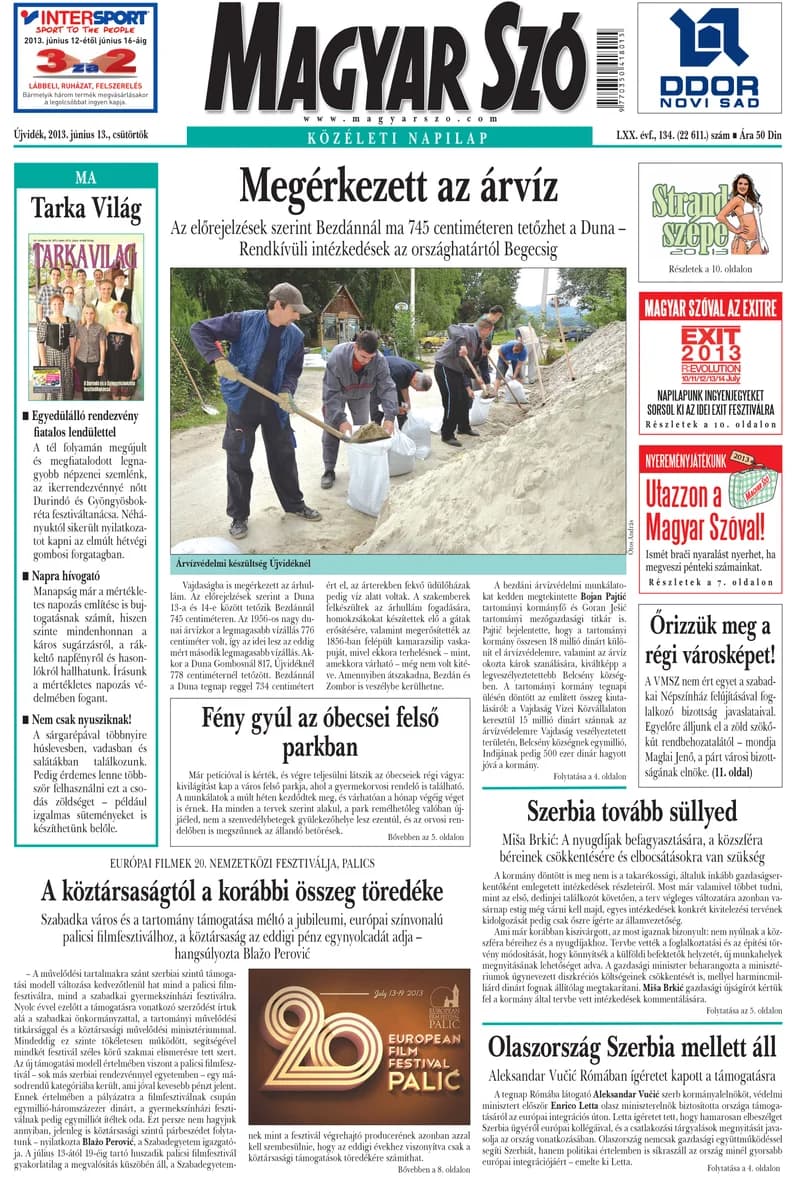 Magyar Szó, 70. évf. 2013. június 13. 134. sz. 1–20. oldal