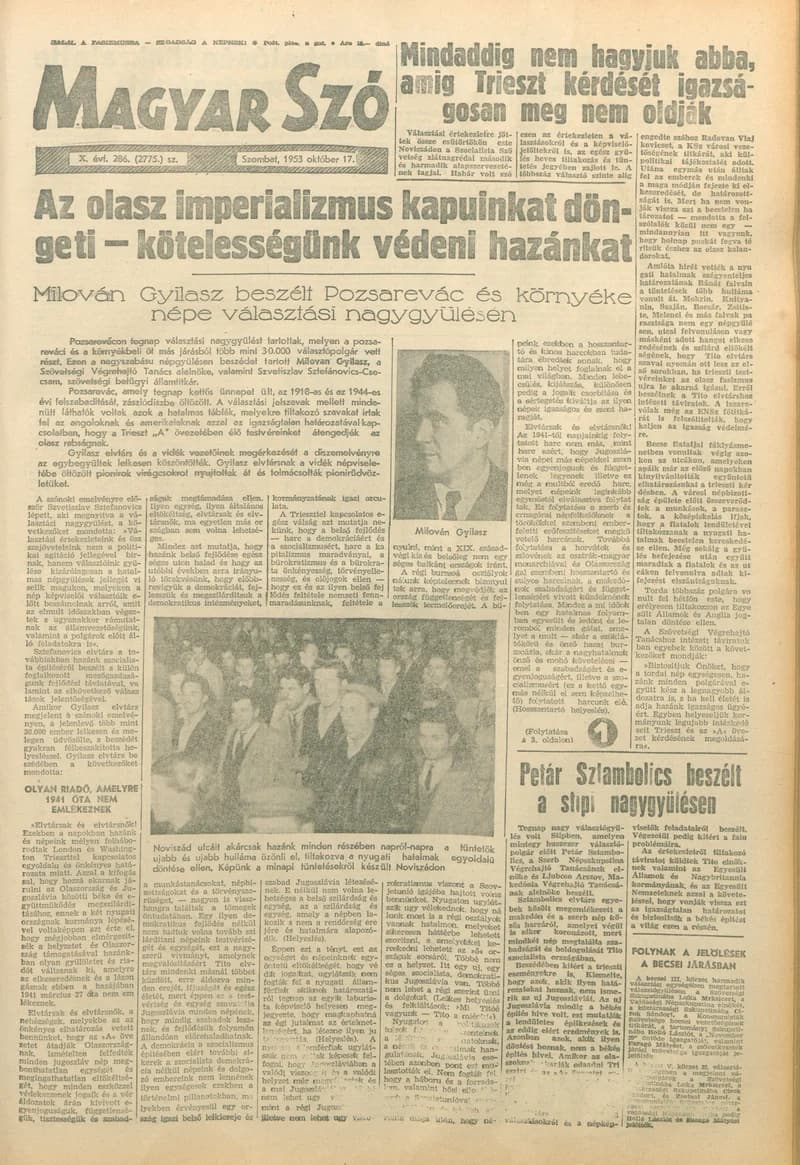 Magyar Szó, 10. évf. 1953. október 17. 286. sz. 1–10. oldal