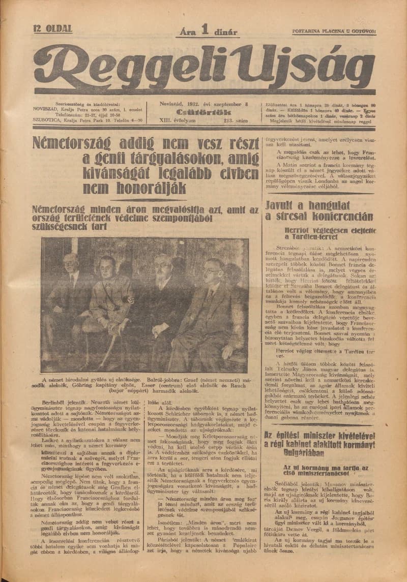 Reggeli Újság, 13. évf. 1932. szeptember 8. 213. sz.