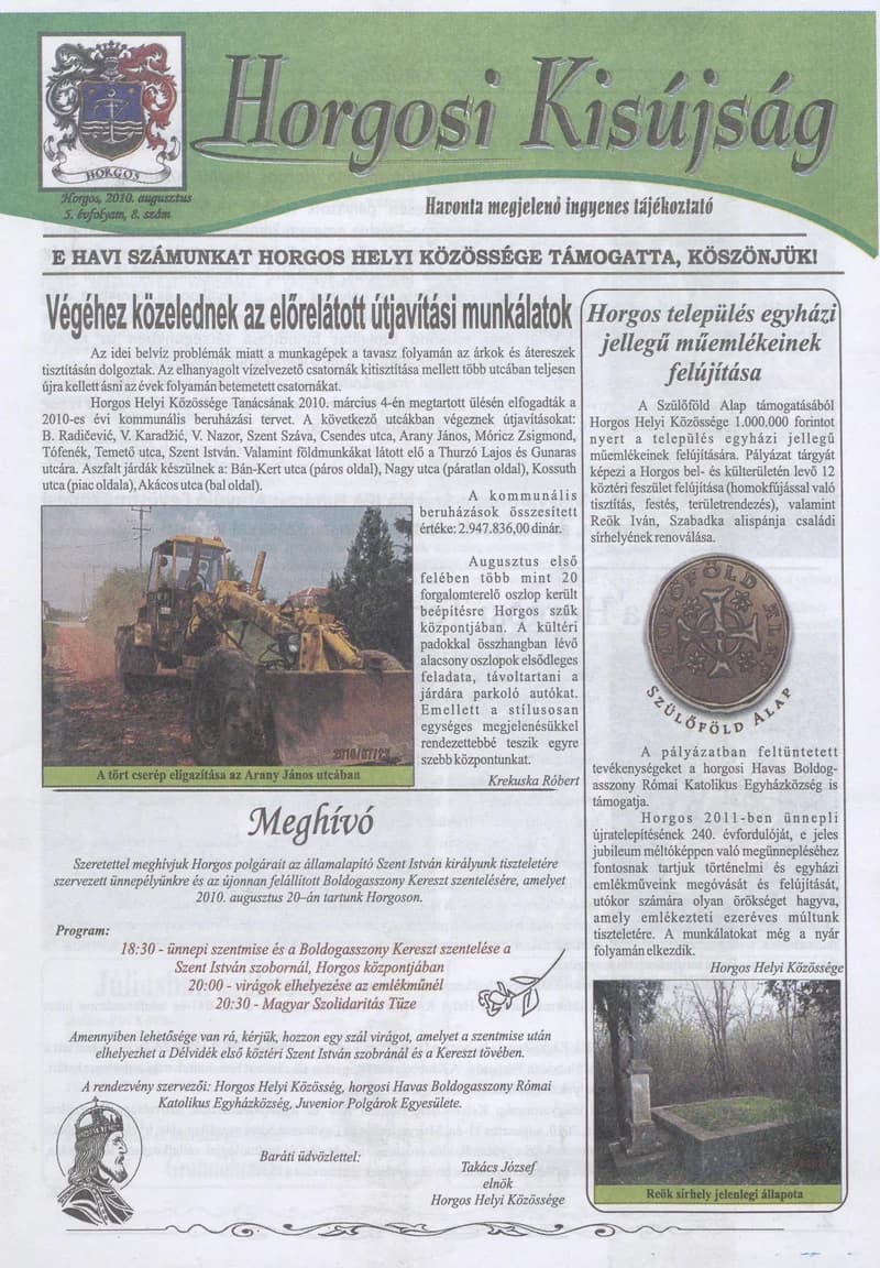 Horgosi Kisújság, 5. évf. 2010. augusztus. 8. sz.